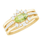 East West Style Peridot 3 Piece Bridal Ring Set with Diamond AAA - Rosec Jewels