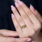 East West Style Peridot 3 Piece Bridal Ring Set with Diamond AAA - Rosec Jewels