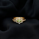 East West Style Peridot 3 Piece Bridal Ring Set with Diamond AAA - Rosec Jewels