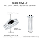 Natural Marquise Black Spinel Diamond 3 Piece Bridal Ring Set AAA - Rosec Jewels