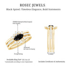 Natural Marquise Black Spinel Diamond 3 Piece Bridal Ring Set AAA - Rosec Jewels