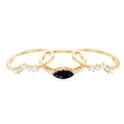 Natural Marquise Black Spinel Diamond 3 Piece Bridal Ring Set AAA - Rosec Jewels