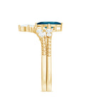 London Blue Topaz and Diamond Wedding Ring Set with Beaded Details AAA - Rosec Jewels