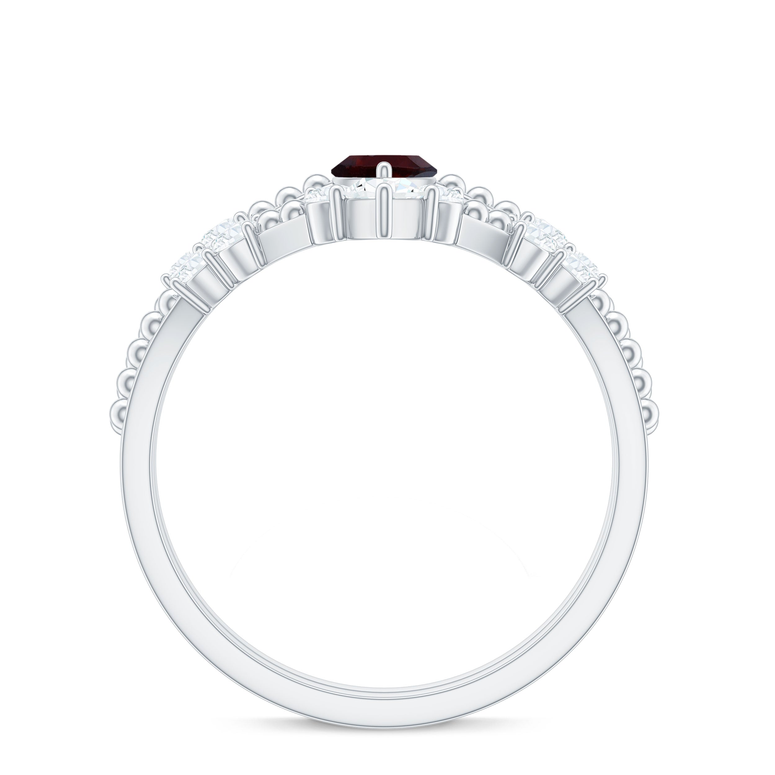 Certified Real Marquise Garnet Diamond Wedding Bridal Ring Set AAA - Rosec Jewels