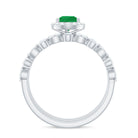 Natural Emerald Teardrop Engagement Ring and Wedding Band Set of 3 AAA - Rosec Jewels