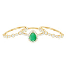 Natural Emerald Teardrop Engagement Ring and Wedding Band Set of 3 AAA - Rosec Jewels