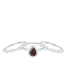 Real 5X7mm Pear Shape Garnet 3 Piece Wedding Ring Set AAA - Rosec Jewels