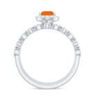 Rosec Jewels-Pear Cut Fire Opal Bridal Trio Ring Set with Moissanite Band