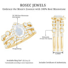 Pear Cut Moonstone Bridal Trio Ring Set with Moissanite Band AAA - Rosec Jewels