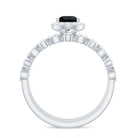 Natural Pear Shape Black Spinel Moissanite Bridal Ring Set of 3 AAA - Rosec Jewels