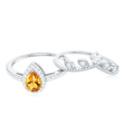 Certified Citrine and Diamond Teardrop Engagement Ring with Enhancer AAA - Rosec Jewels