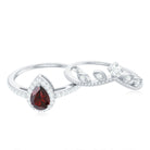 Natural Garnet Diamond Vintage Wedding Bridal Ring Set AAA - Rosec Jewels