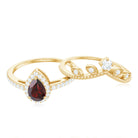 Natural Garnet Diamond Vintage Wedding Bridal Ring Set AAA - Rosec Jewels