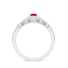 Vintage Looking Pear Shape Ruby Diamond Engagement Ring with Enhancer AAA - Rosec Jewels