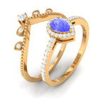 Rosec Jewels-Vintage Looking Tanzanite Diamond Wedding Bridal Ring Set of 2
