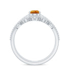 Natural Citrine Double Band Engagement Ring with Enhancer AAA - Rosec Jewels
