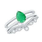 Vintage Style Emerald Diamond Wedding Bridal Ring Set AAA - Rosec Jewels