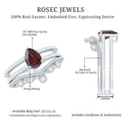 Natural Garnet Diamond Double Band Engagement Ring Wedding Band AAA - Rosec Jewels