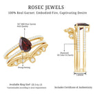 Natural Garnet Diamond Double Band Engagement Ring Wedding Band AAA - Rosec Jewels