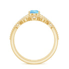 1 Carat Aquamarine and Diamond Teardrop Engagement Ring with Enhancer AAA - Rosec Jewels