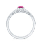 Pear Cut Real Pink tourmaline and Moissanite Wedding Ring Set AAA - Rosec Jewels