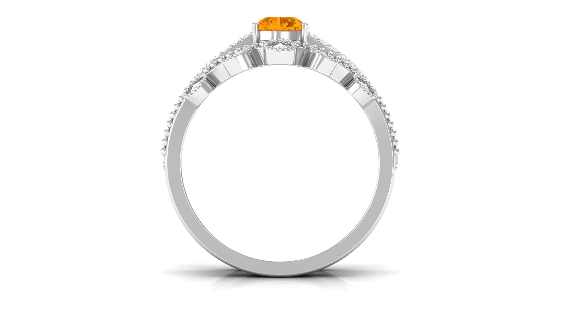Rosec Jewels-Pear Cut Fire Opal and Diamond Vintage Engagement Ring with Wedding Band Set
