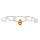 Natural Pear Shape Citrine Wedding Bridal Ring Set of 3 with Certificate AAA - Rosec Jewels