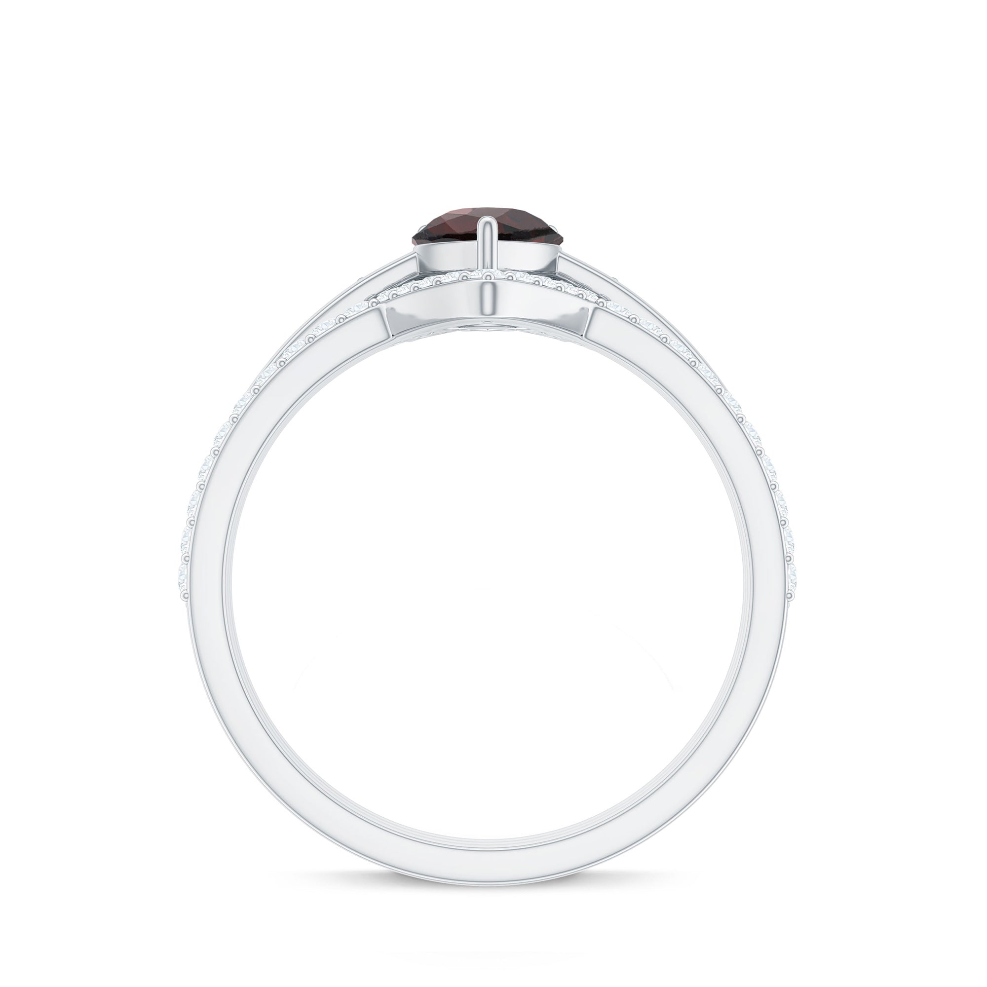 Natural Pear Shaped Garnet Diamond 3 Piece Bridal Ring Set AAA - Rosec Jewels