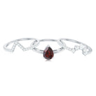 Natural Pear Shaped Garnet Diamond 3 Piece Bridal Ring Set AAA - Rosec Jewels