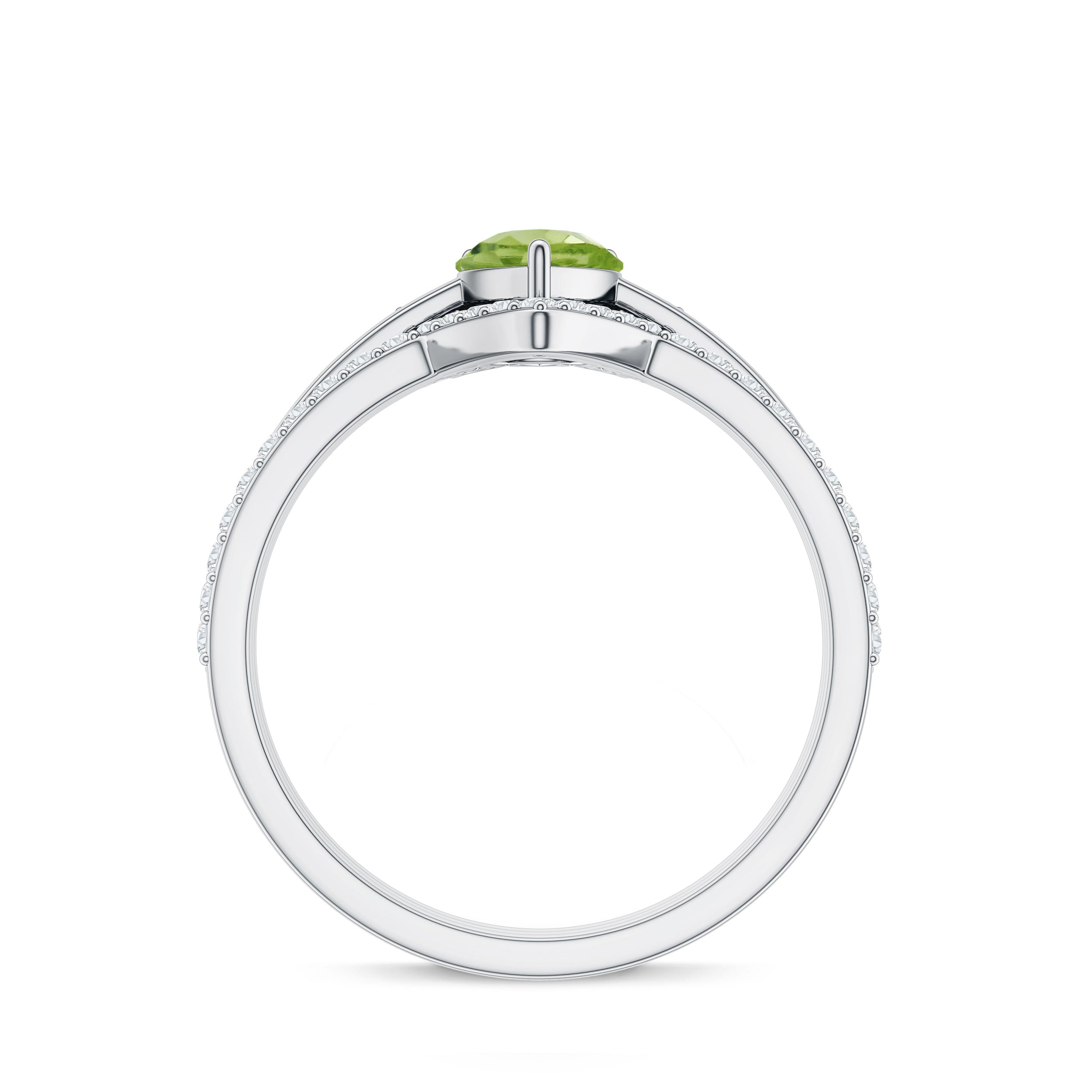 Certified Real 1 Carat Peridot Trio Wedding Ring Set with Moissanite AAA - Rosec Jewels