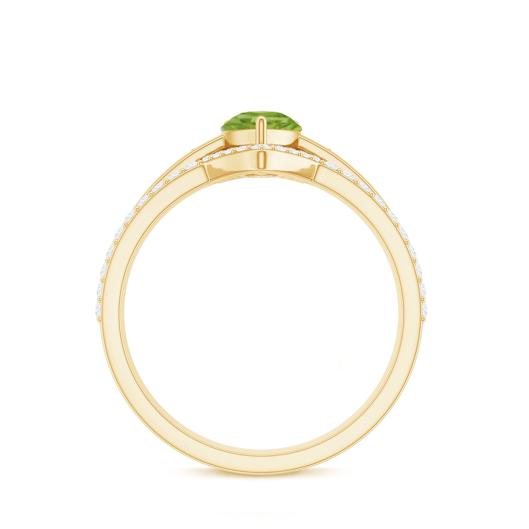 Certified Real 1 Carat Peridot Trio Wedding Ring Set with Moissanite AAA - Rosec Jewels