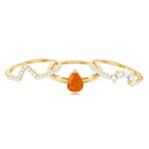 Rosec Jewels-Pear Cut Fire Opal Trio Wedding Ring Set with Moissanite