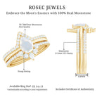 Pear Cut Moonstone Trio Wedding Ring Set with Moissanite AAA - Rosec Jewels