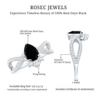 1 Carat Pear Shaped Black Onyx Designer Engagement Ring with Diamond AAA - Rosec Jewels