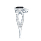 1 Carat Pear Shaped Black Onyx Designer Engagement Ring with Diamond AAA - Rosec Jewels