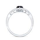 1 Carat Pear Shaped Black Onyx Designer Engagement Ring with Diamond AAA - Rosec Jewels