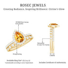 Real 0.6 Carat Citrine Teardrop Bridal Ring Set with Diamond AAA - Rosec Jewels