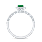 Natural Emerald Diamond Teardrop Engagement Ring and Wedding Band Set AAA - Rosec Jewels