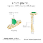 Natural Emerald Diamond Teardrop Engagement Ring and Wedding Band Set AAA - Rosec Jewels