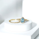 Genuine 1 Carat Aquamarine Bridal Ring Set with Diamond AAA - Rosec Jewels
