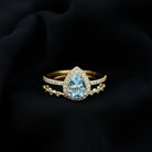 Genuine 1 Carat Aquamarine Bridal Ring Set with Diamond AAA - Rosec Jewels