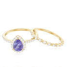 Rosec Jewels-Natural Pear Shape Tanzanite Diamond Wedding Engagement Ring Set of 2