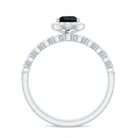 Natural Pear Shape Black Spinel Diamond Wedding Engagement Ring Set of 2 AAA - Rosec Jewels