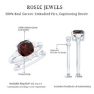 Natural 8 mm Cushion Cut Garnet Diamond Wedding Bridal Ring Set AAA - Rosec Jewels