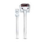 Natural 8 mm Cushion Cut Garnet Diamond Wedding Bridal Ring Set AAA - Rosec Jewels