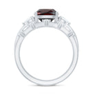 Natural 8 mm Cushion Cut Garnet Diamond Wedding Bridal Ring Set AAA - Rosec Jewels