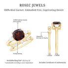 Natural 8 mm Cushion Cut Garnet Diamond Wedding Bridal Ring Set AAA - Rosec Jewels