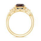 Natural 8 mm Cushion Cut Garnet Diamond Wedding Bridal Ring Set AAA - Rosec Jewels