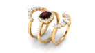 Natural 8mm Cushion Cut Garnet Statement Bridal Ring Set AAA - Rosec Jewels