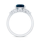 Vintage London Blue Topaz and Diamond Engagement Ring Set AAA - Rosec Jewels